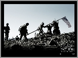 flaga, kamienie, Flags Of Our Fathers, żołnierze